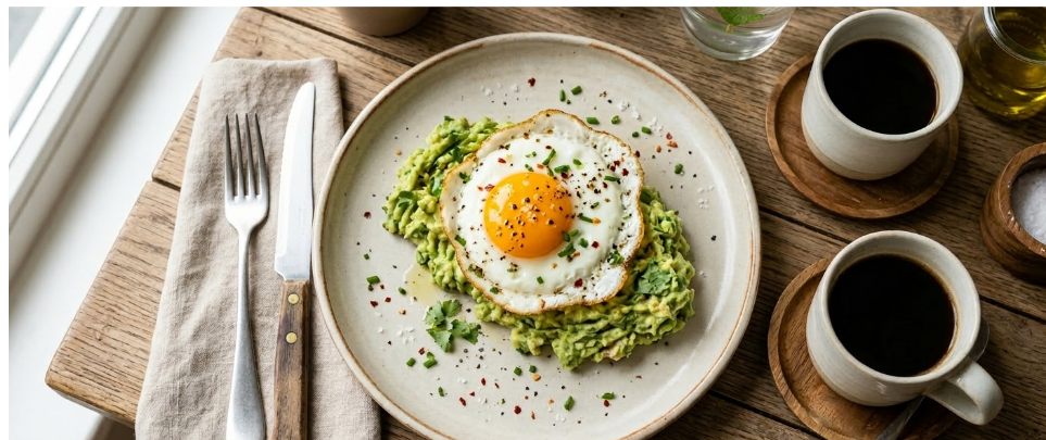 koolhydraatarm ontbijt met ei en avocado